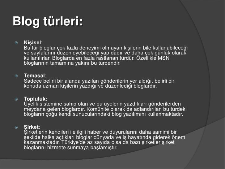 Blog türleri nelerdir Blog türleri nelerdir